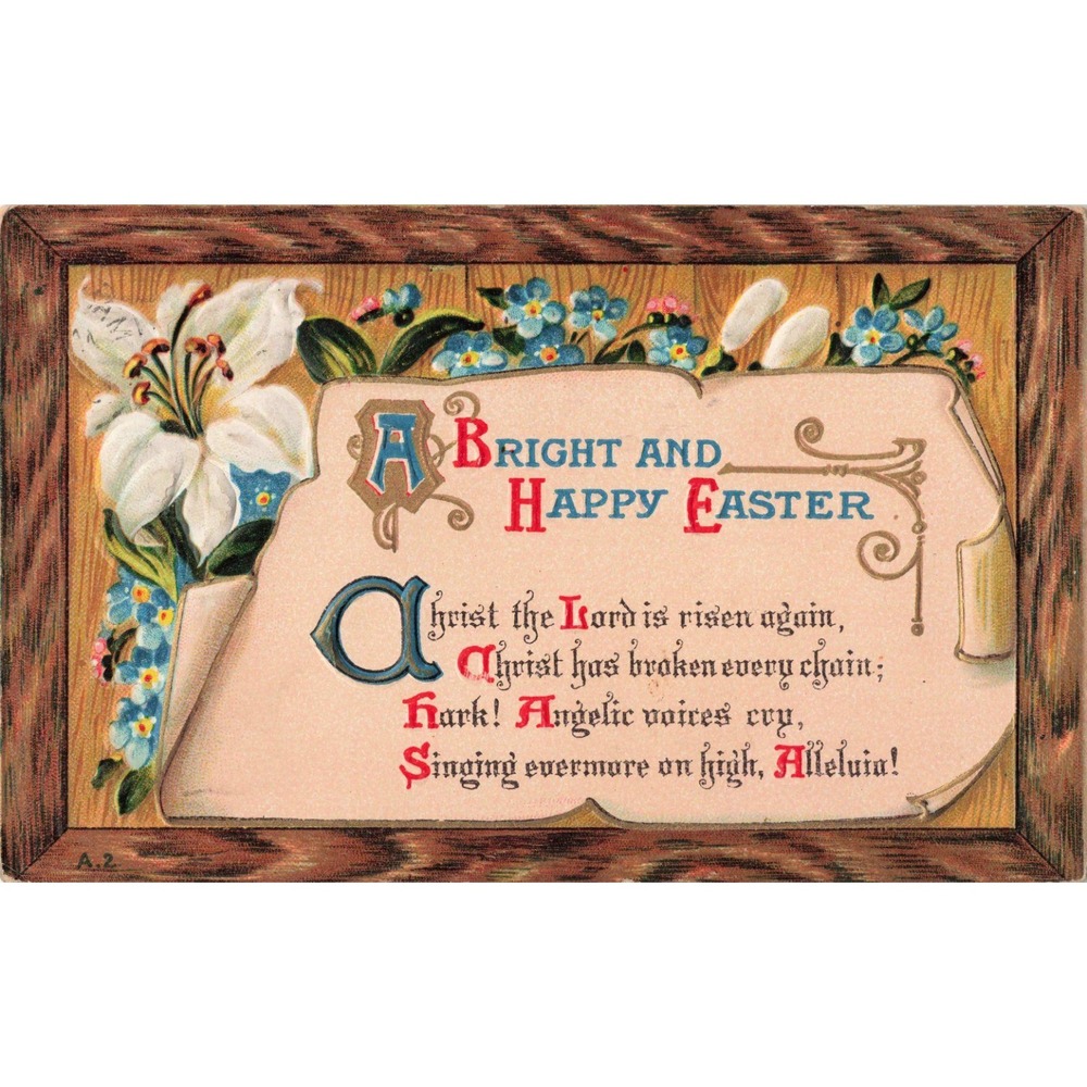 Vtg 1910 Embossed Easter Postcard White Lily Religious Poem Manitowoc WI VG - Picture 1 of 2